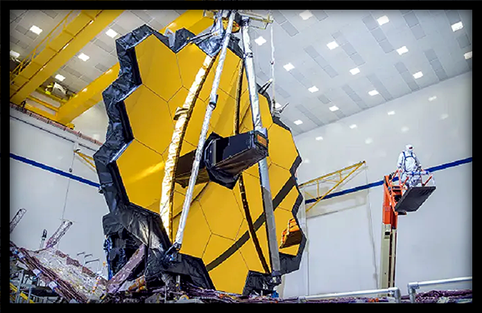 The James Webb Space Telescope (JWST) in space.