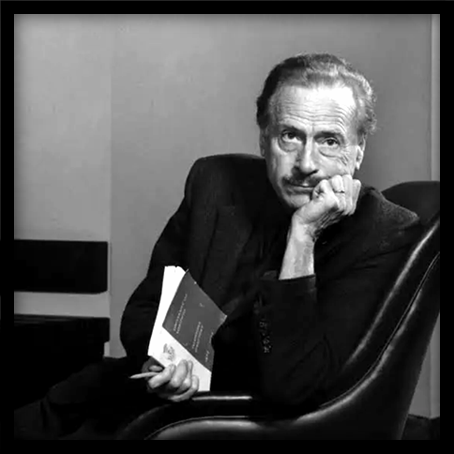 A classic photograph of media theorist Marshall McLuhan.