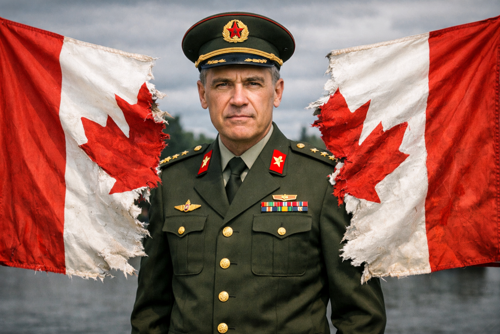 AI image of Mark Carney in a military uniform.